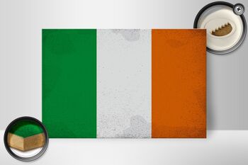Panneau en bois drapeau Irlande 30x20cm Drapeau de l'Irlande Vintage 2