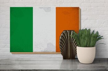 Panneau en bois drapeau Irlande 30x20cm Drapeau de l'Irlande Vintage 3