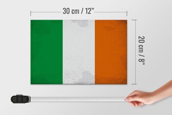 Panneau en bois drapeau Irlande 30x20cm Drapeau de l'Irlande Vintage 4