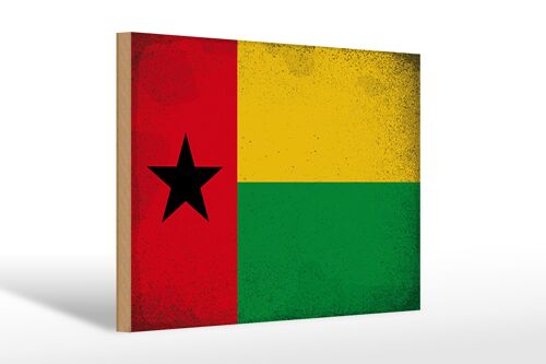 Holzschild Flagge Guinea-Bissau 30x20cm Guinea Vintage