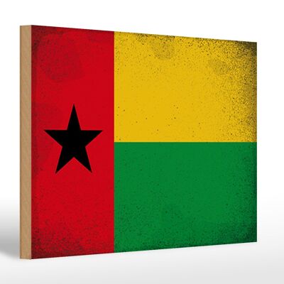 Letrero de madera bandera Guinea-Bissau 30x20cm Guinea vintage