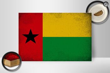 Panneau en bois drapeau Guinée-Bissau 30x20cm Guinée vintage 2