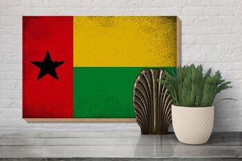 Panneau en bois drapeau Guinée-Bissau 30x20cm Guinée vintage 3