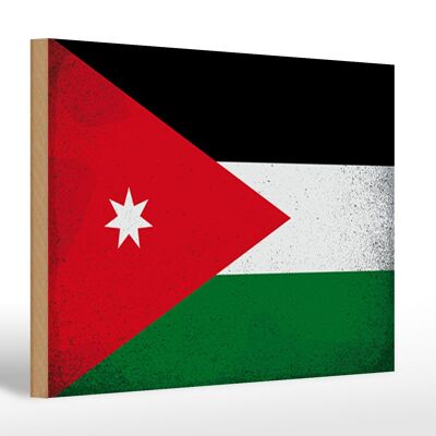 Holzschild Flagge Jordanien 30x20cm Flag of Jordan Vintage