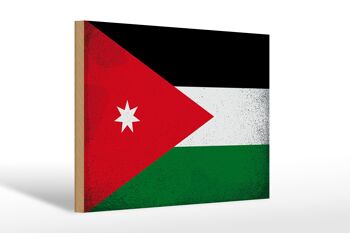 Panneau en bois drapeau Jordanie 30x20cm Drapeau de Jordanie Vintage 1