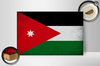 Panneau en bois drapeau Jordanie 30x20cm Drapeau de Jordanie Vintage 2