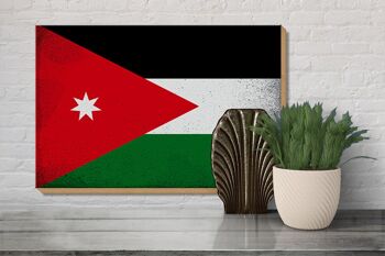 Panneau en bois drapeau Jordanie 30x20cm Drapeau de Jordanie Vintage 3