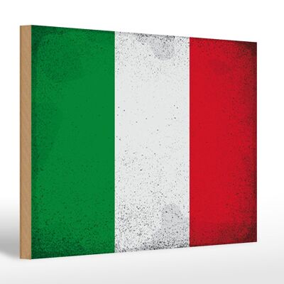 Holzschild Flagge Italien 30x20cm Flag of Italy Vintage