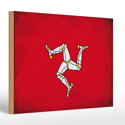 Holzschild Flagge Isle of Man 30x20cm Isle of Man Vintage