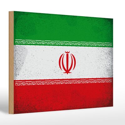 Holzschild Flagge Iran 30x20cm Flag of iran Vintage