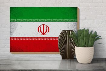 Drapeau en bois Iran 30x20cm Drapeau de l'Iran Vintage 3