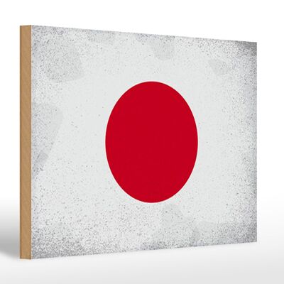 Letrero de madera bandera Japón 30x20cm Bandera de Japón Vintage