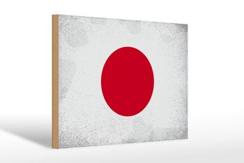 Panneau en bois drapeau Japon 30x20cm Drapeau du Japon Vintage 1