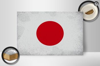 Panneau en bois drapeau Japon 30x20cm Drapeau du Japon Vintage 2