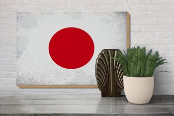 Panneau en bois drapeau Japon 30x20cm Drapeau du Japon Vintage 3