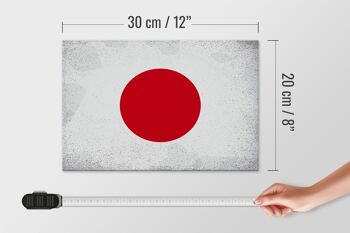 Panneau en bois drapeau Japon 30x20cm Drapeau du Japon Vintage 4