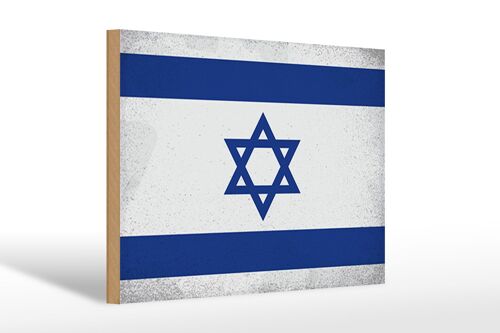 Holzschild Flagge Israel 30x20cm Flag of Israel Vintage