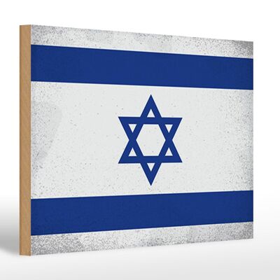 Letrero de madera bandera Israel 30x20cm Bandera de Israel Vintage