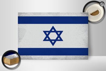 Panneau en bois drapeau Israël 30x20cm Drapeau d'Israël Vintage 2