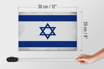 Panneau en bois drapeau Israël 30x20cm Drapeau d'Israël Vintage 4