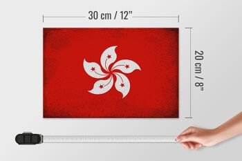 Panneau en bois drapeau Hong Kong 30x20cm Drapeau Hong Kong vintage 4