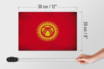 Panneau en bois drapeau Kirghizistan 30x20cm Kirghizistan vintage 4