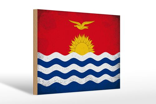 Holzschild Flagge Kiribati 30x20cm Flag Kiribati Vintage