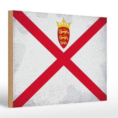 Holzschild Flagge Jersey 30x20cm Flag of Jersey Vintage