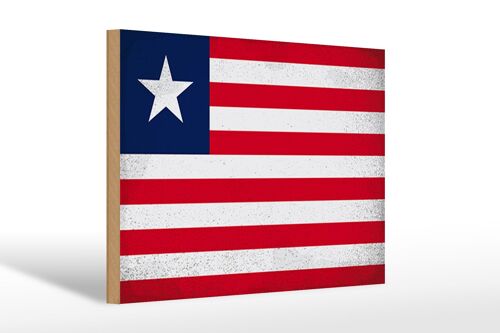 Holzschild Flagge Liberia 30x20cm Flag of Liberia Vintage