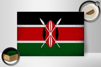 Panneau en bois drapeau Kenya 30x20cm Drapeau du Kenya Vintage 2