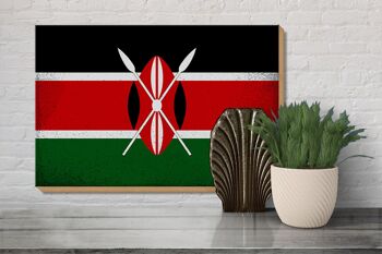 Panneau en bois drapeau Kenya 30x20cm Drapeau du Kenya Vintage 3