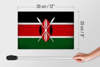 Panneau en bois drapeau Kenya 30x20cm Drapeau du Kenya Vintage 4