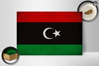 Panneau en bois drapeau Libye 30x20cm Drapeau de la Libye Vintage 2