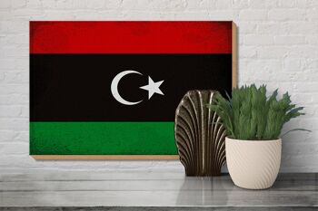 Panneau en bois drapeau Libye 30x20cm Drapeau de la Libye Vintage 3