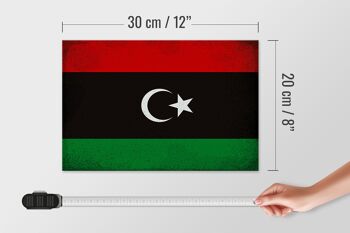 Panneau en bois drapeau Libye 30x20cm Drapeau de la Libye Vintage 4