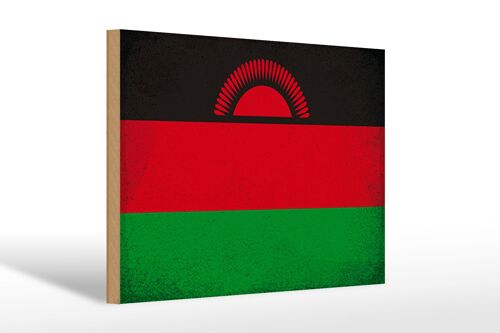 Holzschild Flagge Malawi 30x20cm Flag of Malawi Vintage