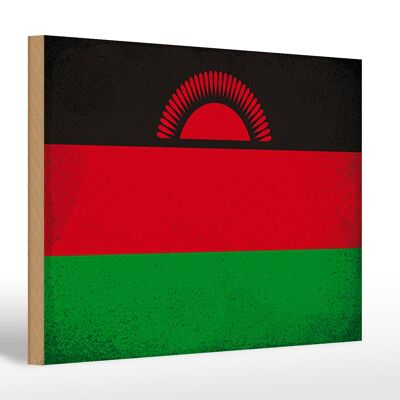 Cartello in legno bandiera Malawi 30x20cm Bandiera del Malawi Vintage