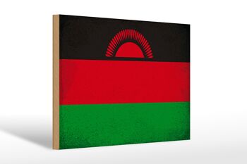 Panneau en bois drapeau Malawi 30x20cm Drapeau du Malawi Vintage 1