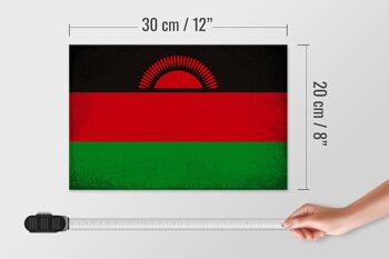 Panneau en bois drapeau Malawi 30x20cm Drapeau du Malawi Vintage 4