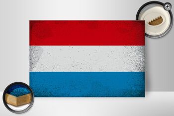 Panneau en bois drapeau Luxembourg 30x20cm Luxembourg Vintage 2