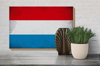 Panneau en bois drapeau Luxembourg 30x20cm Luxembourg Vintage 3