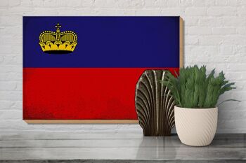 Panneau en bois drapeau Liechtenstein 30x20cm drapeau vintage 3