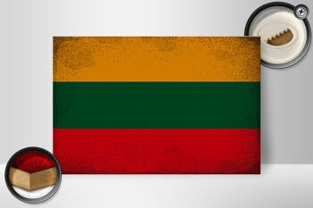 Panneau en bois drapeau Lituanie 30x20cm Drapeau Lituanie Vintage 2