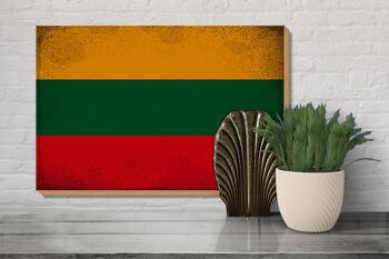 Panneau en bois drapeau Lituanie 30x20cm Drapeau Lituanie Vintage 3