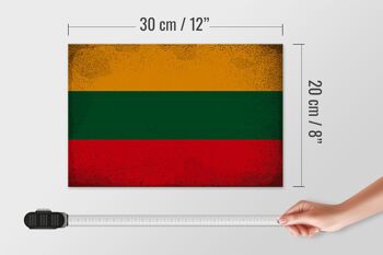 Panneau en bois drapeau Lituanie 30x20cm Drapeau Lituanie Vintage 4