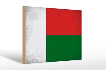 Panneau en bois drapeau Madagascar 30x20cm Madagascar vintage 1