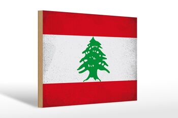 Panneau en bois drapeau Liban 30x20cm Drapeau du Liban Vintage 1