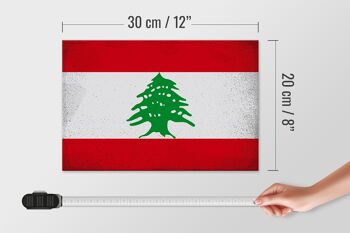Panneau en bois drapeau Liban 30x20cm Drapeau du Liban Vintage 4