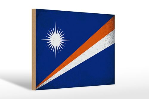 Holzschild Flagge Marshallinseln 30x20cm Flag Vintage
