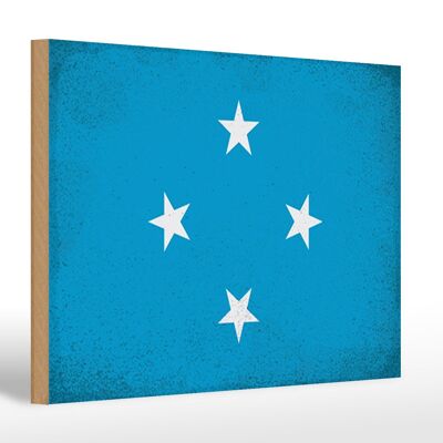 Bandiera in legno Micronesia 30x20 cm Micronesia Vintage